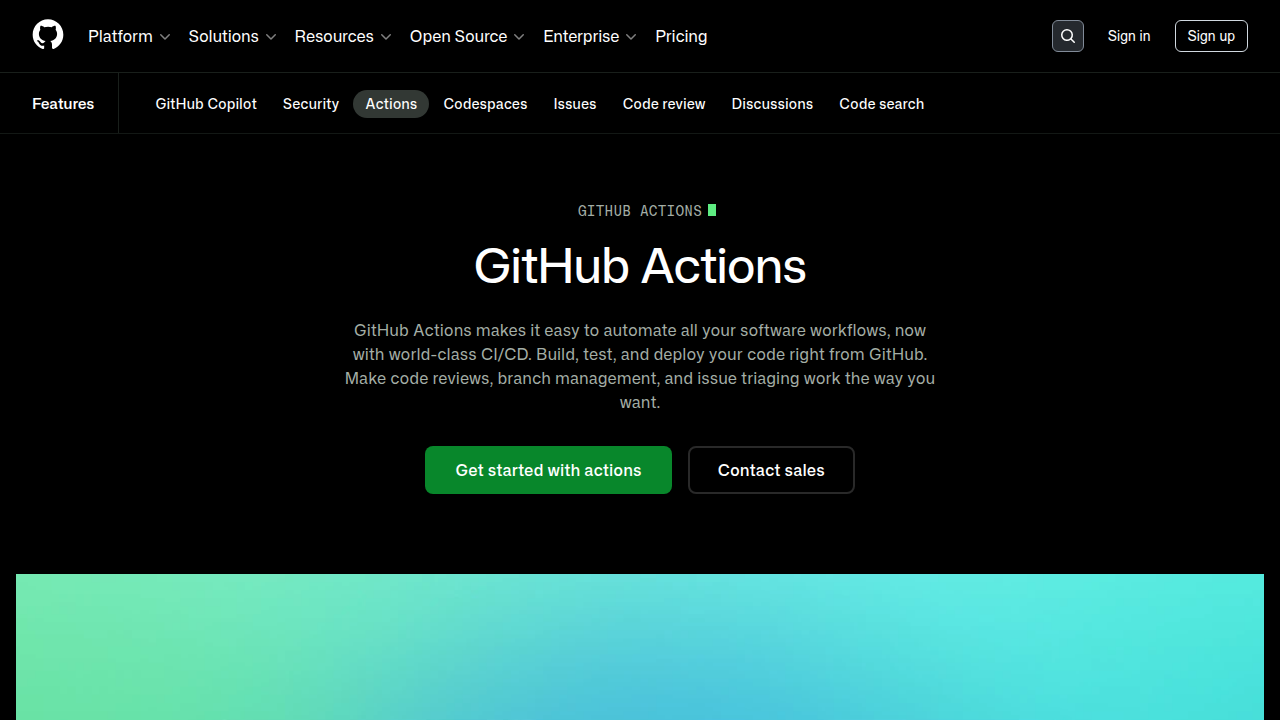 An example of GitHub Actions interface, showcasing its role in automated CI/CD workflows.