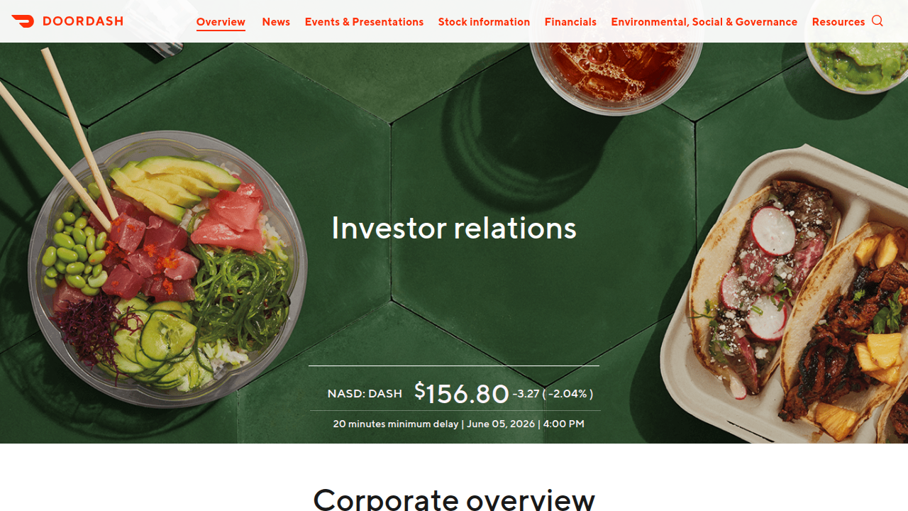 Financial performance insights directly from DoorDash's investor relations page.