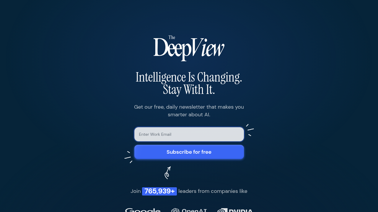 A screenshot of The Deep View Newsletter's subscription page, offering daily AI updates relevant to software development.