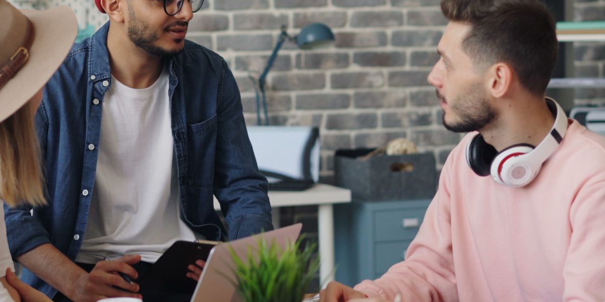 A team working together, illustrating how collaboration builds reputation in a community.