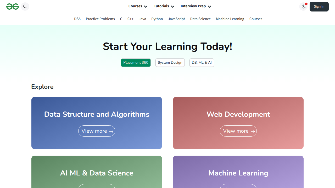 GeeksforGeeks provides a wide range of resources for understanding fundamental programming concepts and code definitions.