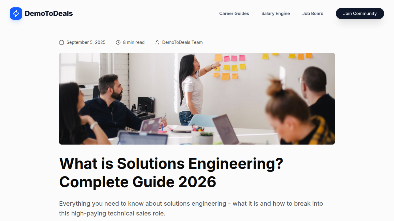 A guide explaining the core concepts and practices of solutions engineering for 2026, including demos and PoCs.