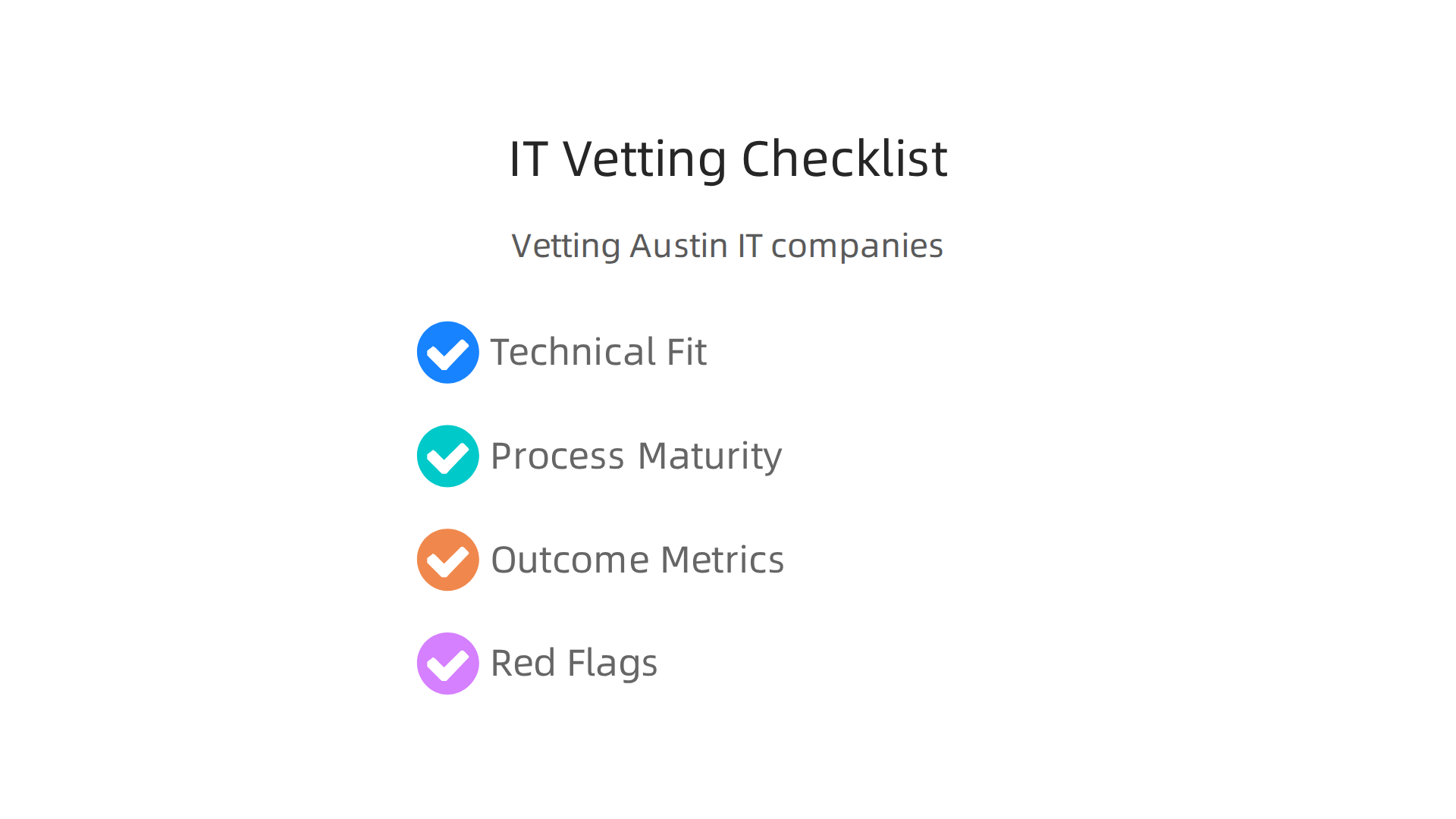 An infographic presenting a practical checklist for vetting IT companies in Austin.