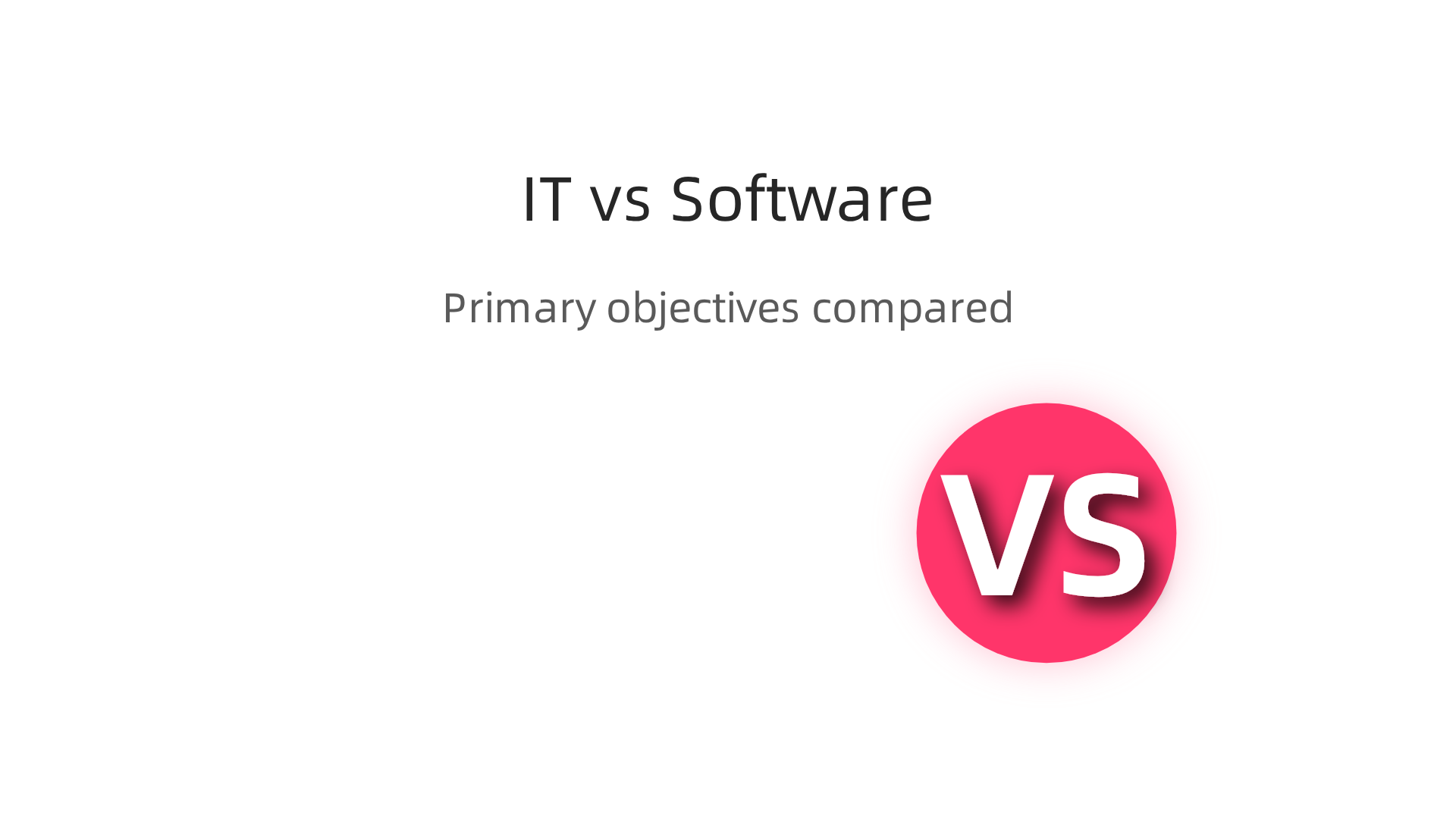 A comparison of the primary objectives for Information Technology and Software Engineering roles.